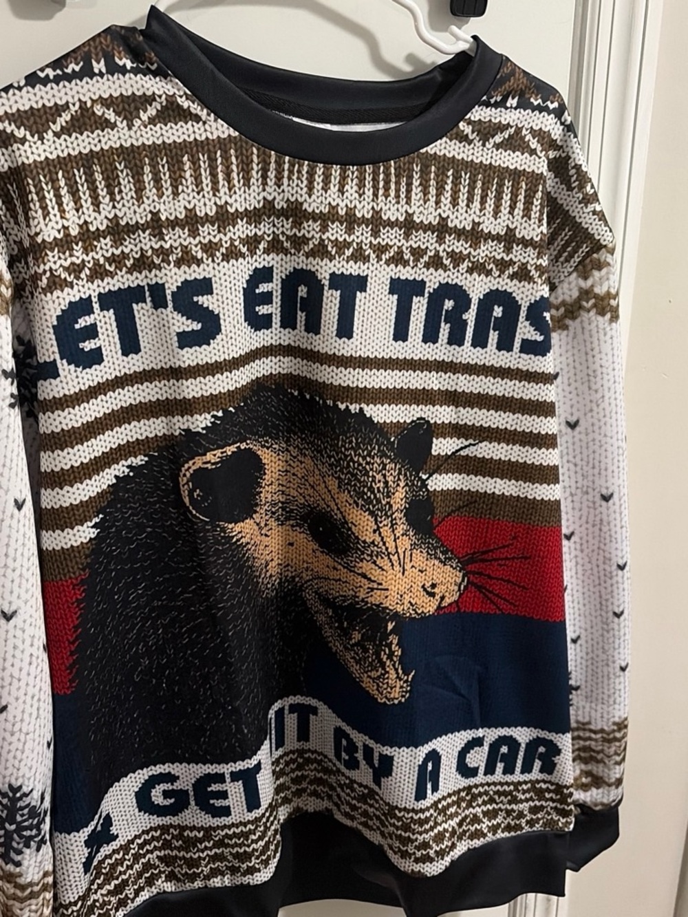 Graphic Crewneck Sweater - Brown/White/Blue - Unbranded